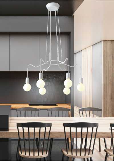 Basso pendant light 6xE27 matt white 71 cm - product image 1