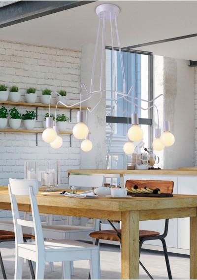 Basso pendant light 8xE27 matt white 89 cm - product image 1