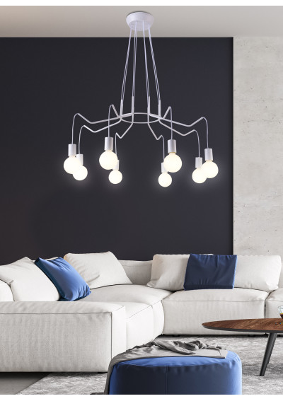 Lampa wisząca Basso 8xE27 biały matowy 89 cm - zdjęcie produktu 3