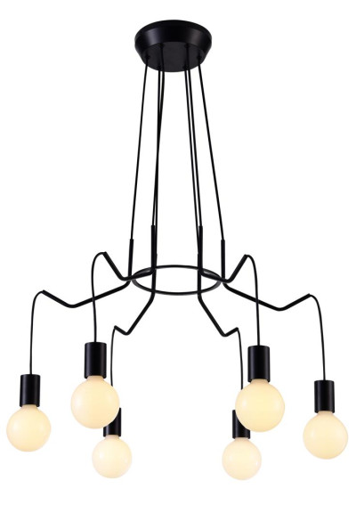 Lampa wisząca Basso 6xE27 czarny matowy 71 cm