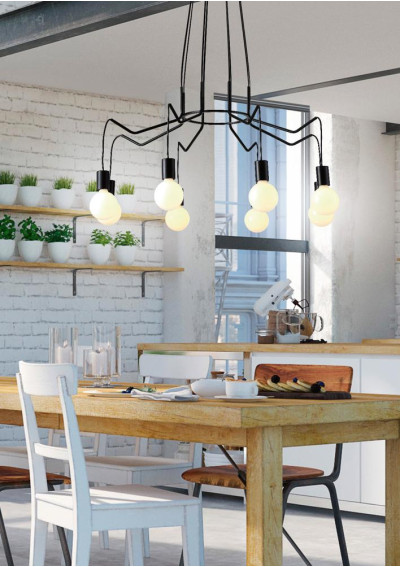 Lampa wisząca Basso 8xE27 czarny matowy 89 cm - zdjęcie produktu 2
