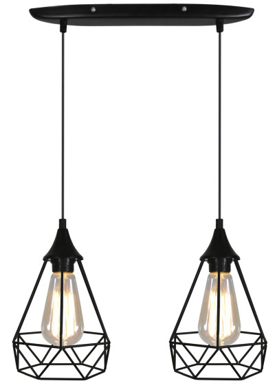 Lampa wisząca Graf 2xE27 czarny 49 cm