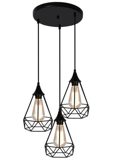 Graf pendant light 3xE27 black 43 cm