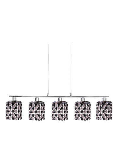 Royal pendant light 5xG9 chromee, kryształki czarne 80 cm