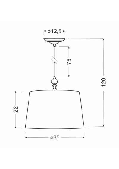 Lampa wisząca Gillenia 1xE27 czarny 35 cm - wymiary produktu