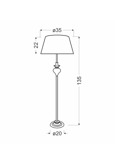 Gillenia floor lamp 1xE27 silver 135 cm - product dimensions