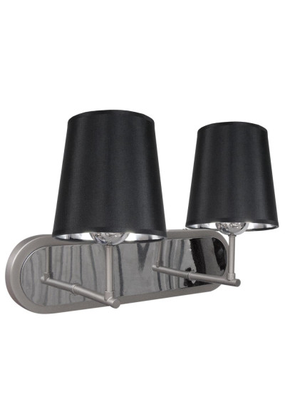Lampa ścienna Milonga 2xE27 satynowy, abażur czarny 40 cm
