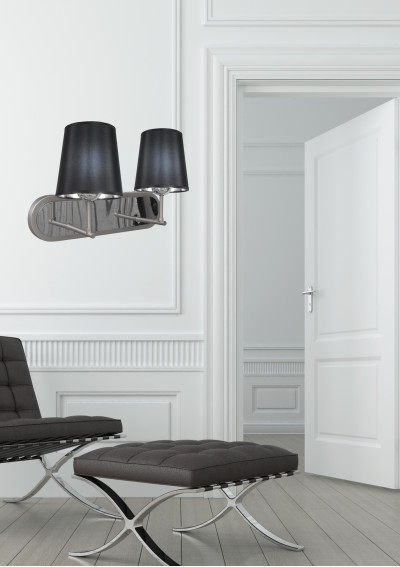 Milonga wall light 2xE27 satynowy, abażur black 40 cm - product image 1