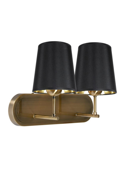 Lampa ścienna Milonga 2xE27 patynowy + czarny 40 cm