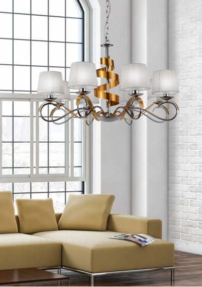 Denis pendant light 8xE14 chromee / gold 80 cm - product image 1