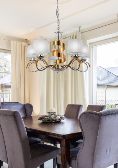 Denis pendant light 5xE14 chromee / gold 68 cm - product image 1
