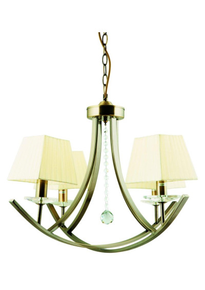 Lampa wisząca Valencia 4xE14 patynowy, abażur żółty 70 cm
