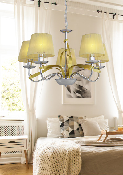 Diva pendant light 5xE14 chromee / gold 60 cm - product image 1