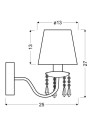 Lampa ścienna Ruti 1xE14 chromowy + beżowy 13 cm - wymiary produktu