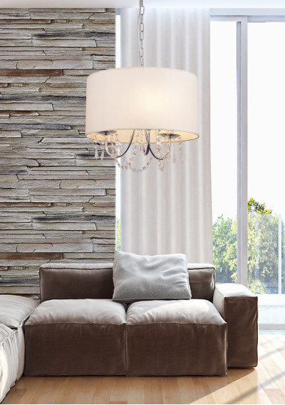 Lampa wisząca Ruti 3xE14 chromowy + beżowy 40 cm - zdjęcie produktu 1