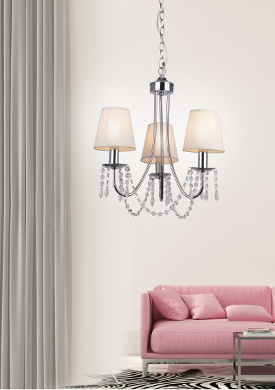Lampa wisząca Ruti 3xE14 chromowy + beżowy 50 cm - zdjęcie produktu 1