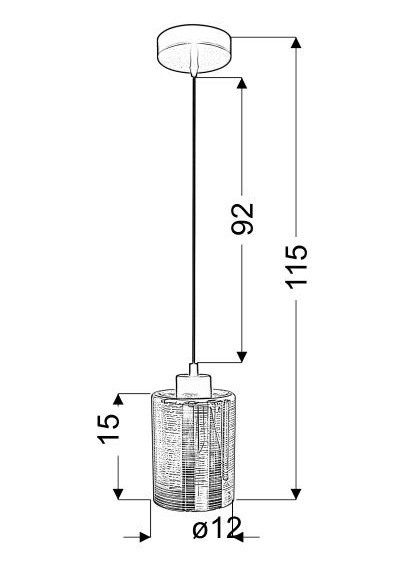 Nocturno pendant light 1xE27 chromee 12 cm - product dimensions