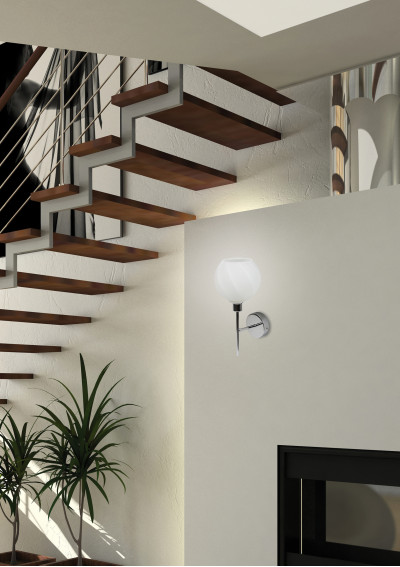 Raul wall light 1xE27 chromee, klosz white 20 cm - product image 1