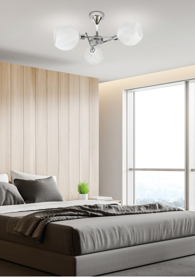Raul pendant light 3xE27 chromee, klosz white 62 cm - product image 1