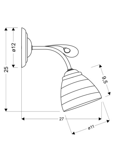 Lampa ścienna Simpli 1xE27 chromowy 12 cm - wymiary produktu