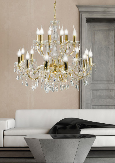 Maria pendant light 18xE14 gold 76 cm - product image 1