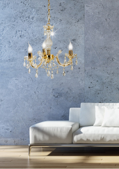 Lampa wisząca Maria 3xE14 złoty 48 cm - zdjęcie produktu 1