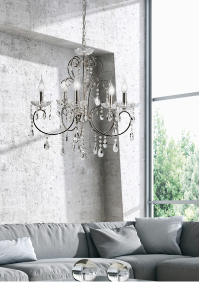 Lampa wisząca Aurora 5xE14 chromowy 57 cm - zdjęcie produktu 1