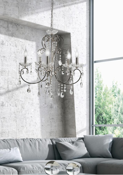 Lampa wisząca Aurora 5xE14 chromowy 57 cm - zdjęcie produktu 2