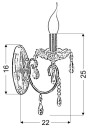 Lampa ścienna Aurora 1xE14 złoty 22 cm - wymiary produktu