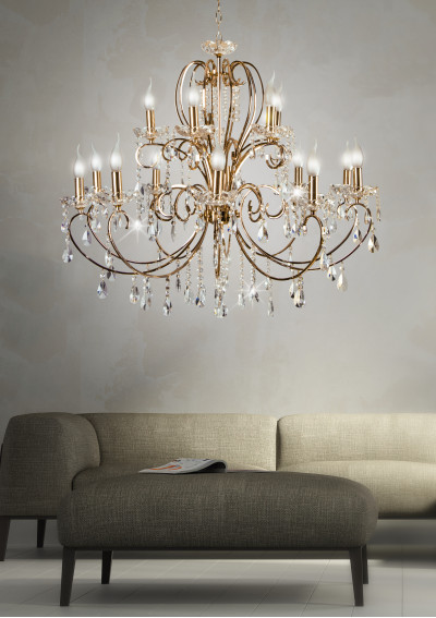 Aurora pendant light 15xE14 gold 88 cm - product image 1