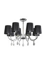 Lampa wisząca Sorento 8xE14 chromowy, abażur czarny 68 cm