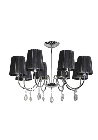 Lampa wisząca Sorento 8xE14 chromowy, abażur czarny 68 cm
