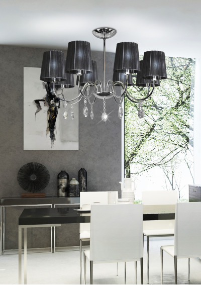 Sorento pendant light 8xE14 chromee, abażur black 68 cm - product image 1