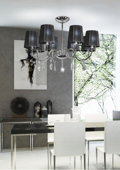 Sorento pendant light 8xE14 chromee, abażur black 68 cm - product image 2