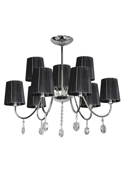 Lampa wisząca Sorento 9xE14 chromowy, abażur czarny 73 cm