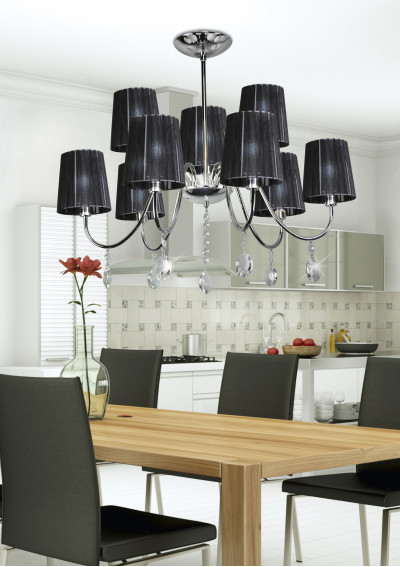 Lampa wisząca Sorento 9xE14 chromowy, abażur czarny 73 cm - zdjęcie produktu 1