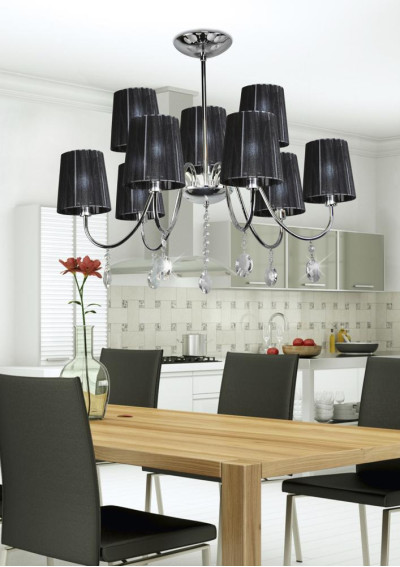 Lampa wisząca Sorento 9xE14 chromowy, abażur czarny 73 cm - zdjęcie produktu 2