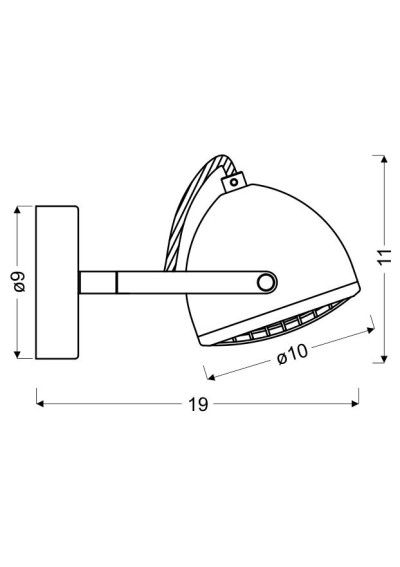 Lampa ścienna Pent 1xGU10 szary 19 cm - wymiary produktu