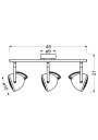 Pent ceiling light 3xGU10 grey 45 cm - product dimensions