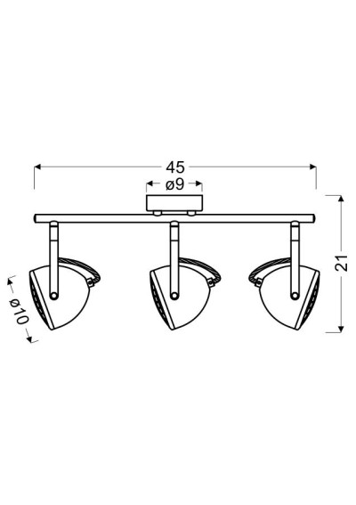 Pent ceiling light 3xGU10 grey 45 cm - product dimensions