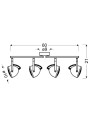 Pent ceiling light 4xGU10 grey 60 cm - product dimensions