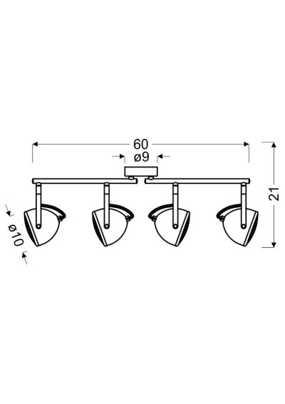 Pent ceiling light 4xGU10 grey 60 cm - product dimensions