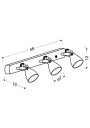 Ash ceiling light 3xGU10 grey mat 46 cm - product dimensions