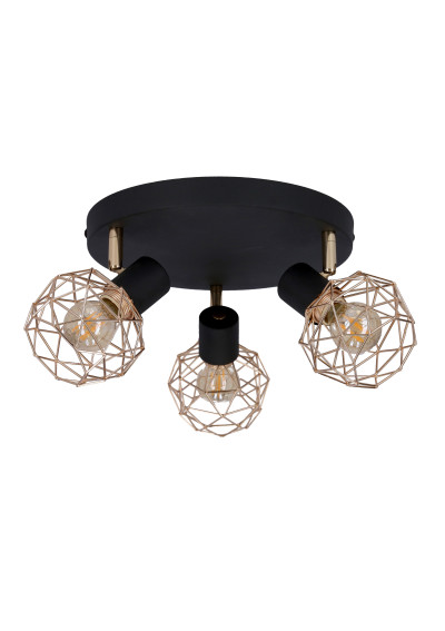 Lampa sufitowa Acrobat 3xE14 czarny + złoty 42 cm