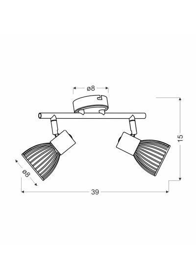 Lampa sufitowa Modo 2xE14 czarny + chromowy 39 cm - wymiary produktu