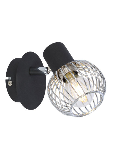 Lampa ścienna Oslo 1xE14 czarny + chromowy 13 cm