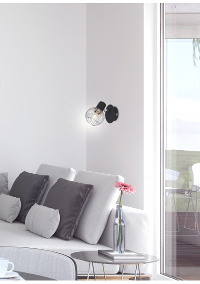 Lampa ścienna Oslo 1xE14 czarny + chromowy 13 cm - zdjęcie produktu 1