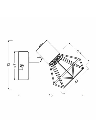 Lampa ścienna Verve 1xE14 matowy szary 15 cm - wymiary produktu