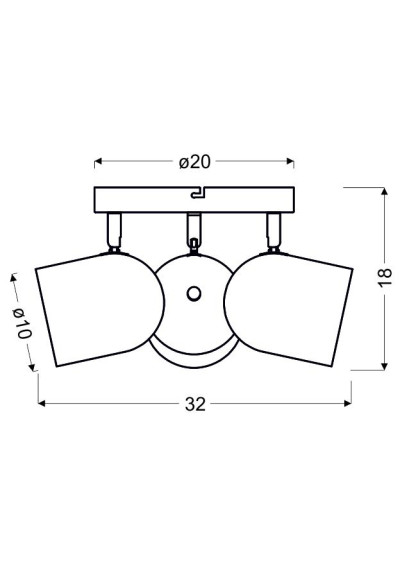 Azuro ceiling light 3xE27 grey mat 32 cm - product dimensions
