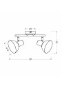 Diso ceiling light 2xE27 czarno gold 38 cm - product dimensions
